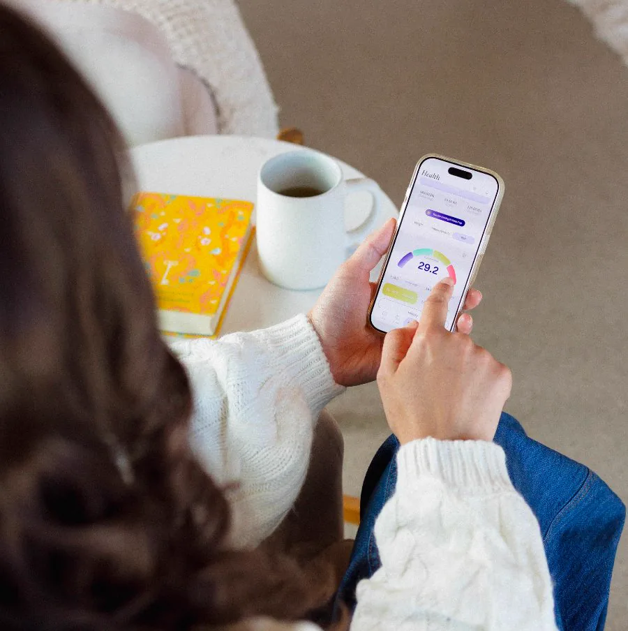 Member checking her progress in the Brello app